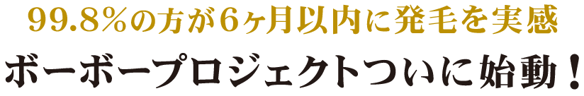 99.8％の方が6ヶ月以内に発毛を実感！ボーボープロジェクト始動！